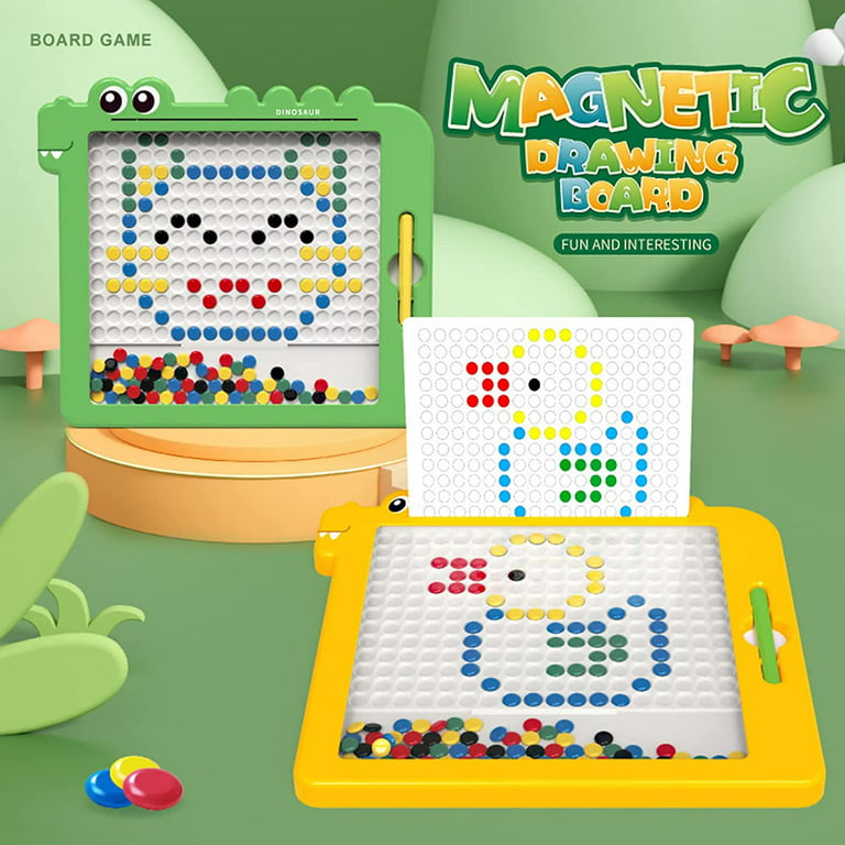 Magnetic Drawing Board，Magnetic Toys for Kids Ages 3-5，Magnetic Board for  Kids，Magnetic Doodle Board，Magnetic Dot Art，3 4 5 6-Year-Old Boys and Girls  Travel Toys (Green Dinosaur) 