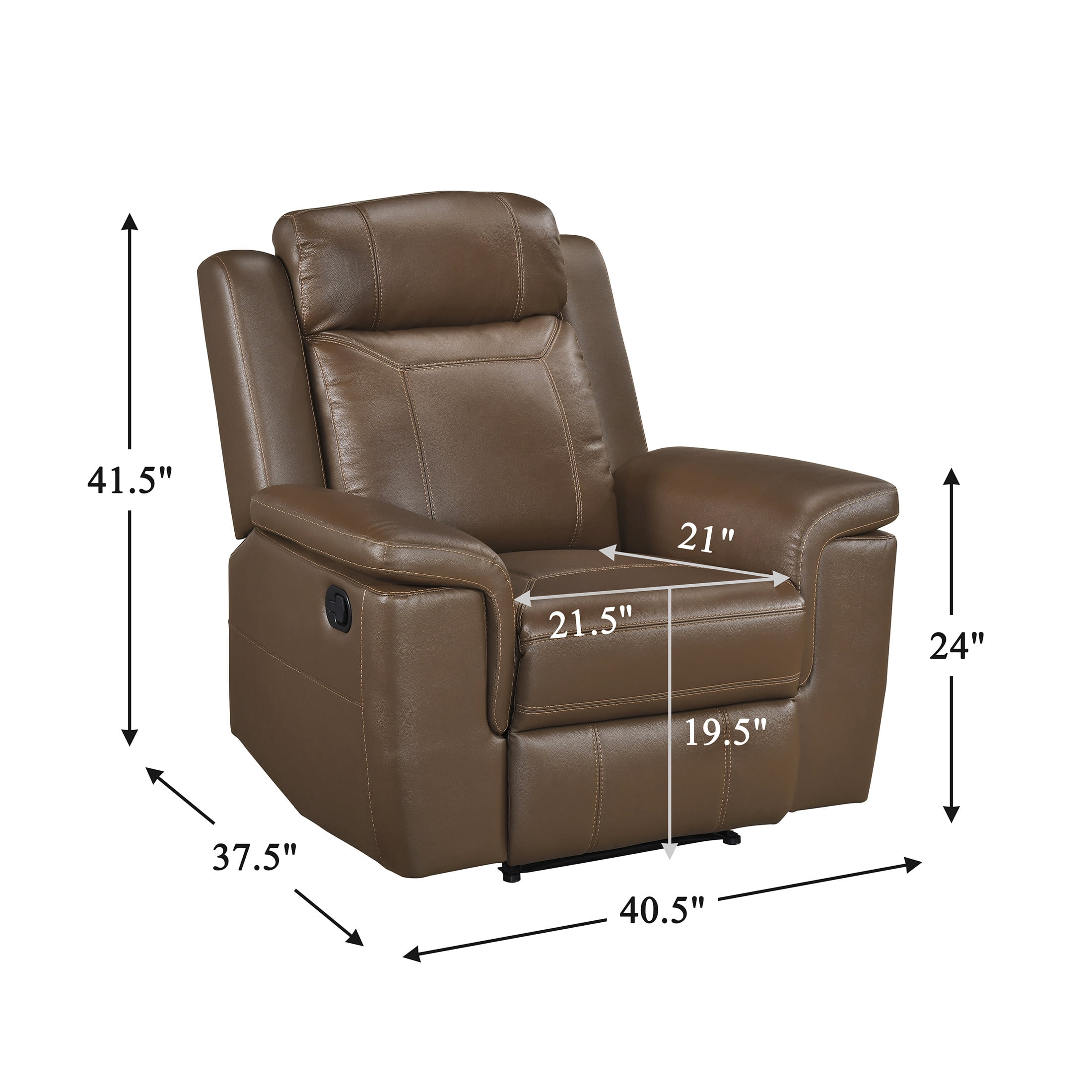 OakvillePark Livaro Leather Match Manual Reclining Chair, Camel