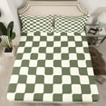 thumbnail image 2 of Manfei Geometric Plaid Bed Sheets Set Twin Size,Modern Minimalist Art Bedding Sets Twin Size,Green Beige Bed Sheets Twin,Breathable Room Decorative,3 Pieces, 2 of 7