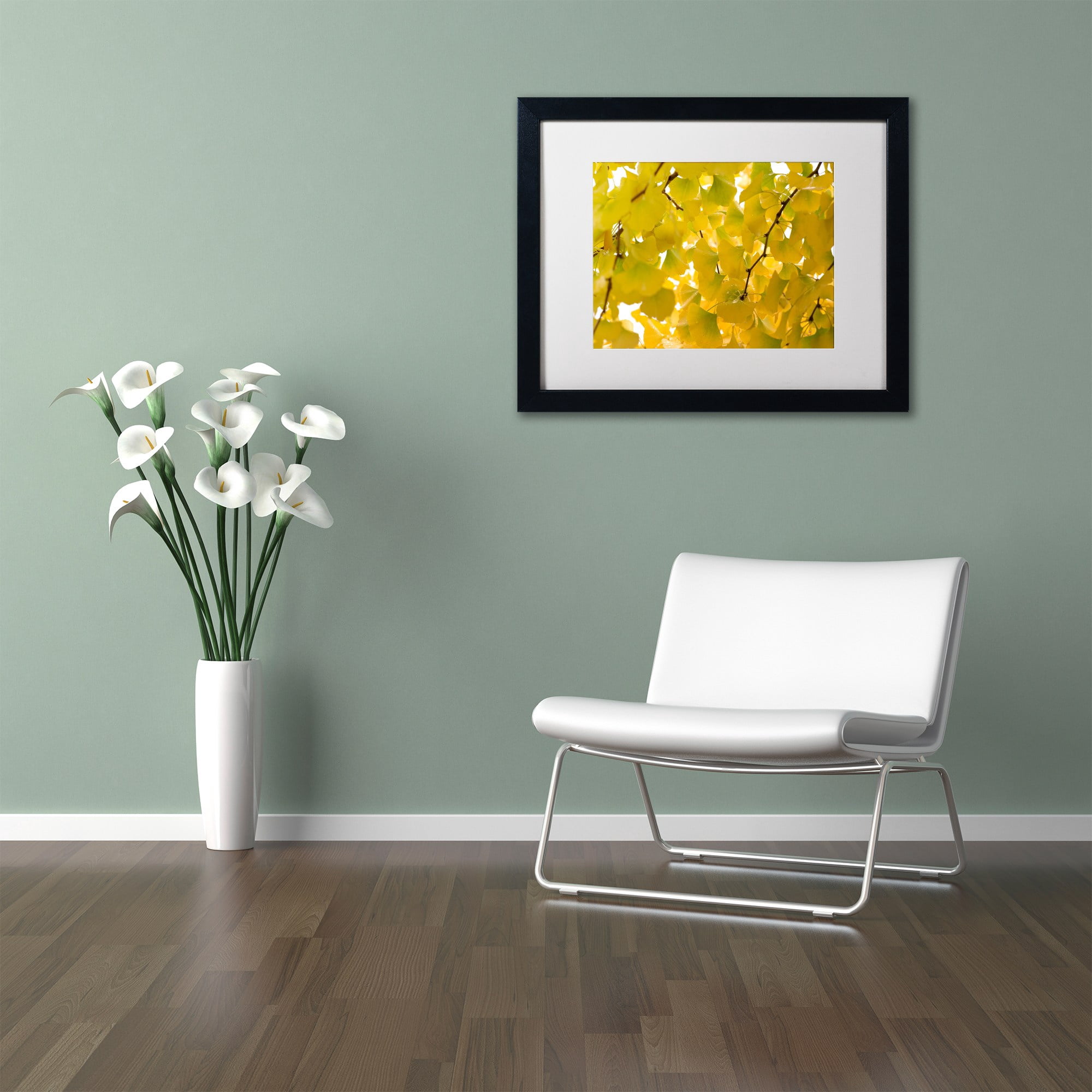 Trademark Fine Art "Yellow Autumn" Canvas Art by Philippe Sainte-Laudy White Matte, Black Frame