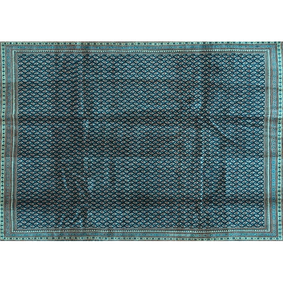 Ahgly Company Indoor Rectangle Abstract Light Blue Contemporary Area Rugs, 3' x 5'