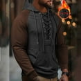 thumbnail image 2 of Ceisia Men Casual Fashion Solid Color Plaid Gift Stand Up Irregular Collar Long Sleeve Pullover Tops, 2 of 6