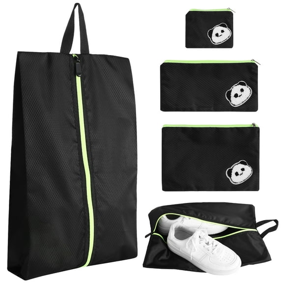 4 Pcs Waterproof Travel Storage Bags Set, Portable Shoe Bag, Sports Cleat Bag with Zipper, Oxford Fabric, Space-Saving, Ideal for Travel, Work, and Sports