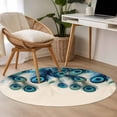 thumbnail image 5 of Round Area Rug 3ft, Peacock Feathers on Beige Non-Slip Non-Shedding Floor Mat, Abstract Pattern Washable Sturdy Carpet for Living Room Bedroom Home Decor, 5 of 9