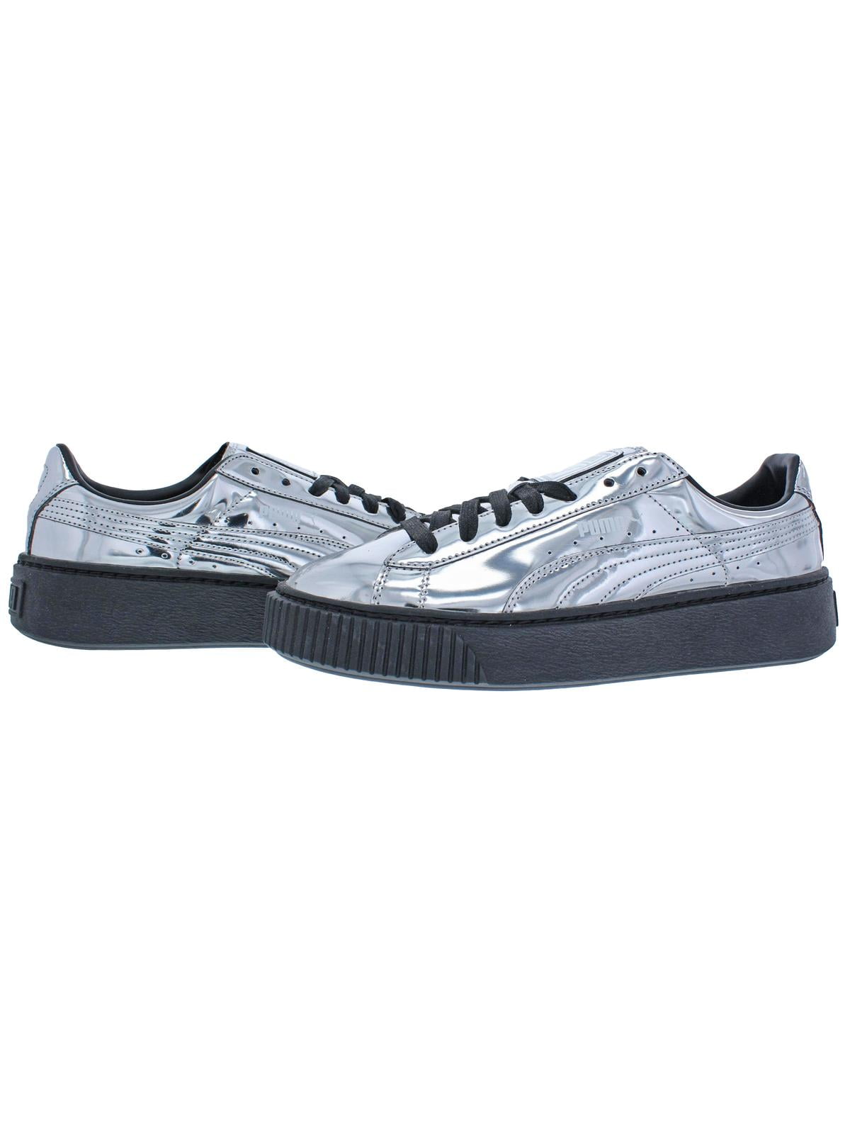 Puma metallic basket platform trainers on sale in silver