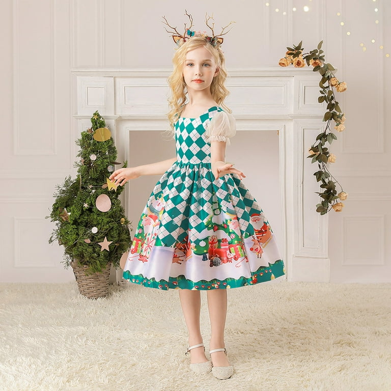 Girls christmas hot sale dress green