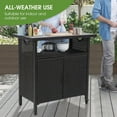 thumbnail image 7 of HOMEFUN Outdoor Bar Table Featuring Storage Cabinet: Wheeled Patio Serving Carts, Wicker Grill Cart Prep Station & Rolling Kitchen Island for Patio, Backyard and Outside Use, in Black, 7 of 7