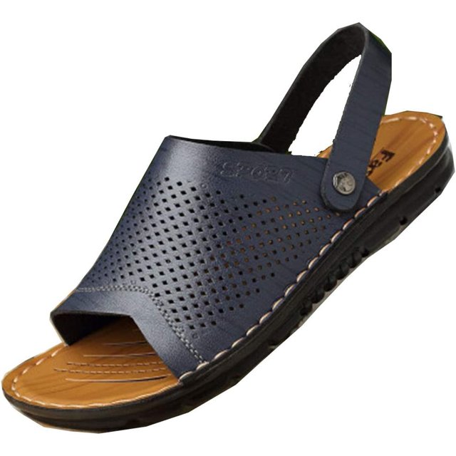 Xishao Sandalias para Hombres Tallas Grandes Sandalias de Cuero con Punta Abierta Sandalias de Playa de Verano Zapatos con Agujeros Zapatillas Casuales Sandalias de Pescador Xishao ropa