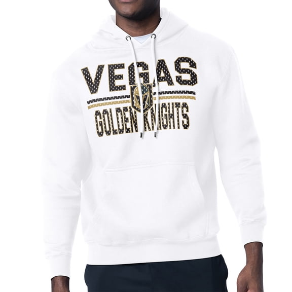 Men's Starter White Vegas Golden Knights Mesh Look Team Name Logo Tri-Blend Pullover Hoodie
