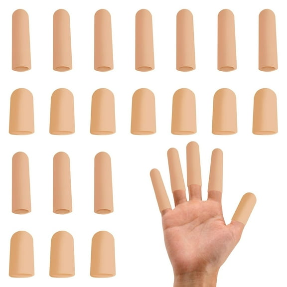 Silicone Finger Protectors 20pcs Finger Nail Protector Waterproof Finger Protector Finger Cots For Chapped Fingers Wounds Eczema Arthritis Gardening Sports Sewing (2 Sizes)