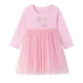 thumbnail image 2 of Thetops Girls Princess Cotton Dress - Long Sleeve Embroidered Bunny, Sparkly Gold Dots Tulle, Pink, 5 Years, Spring Fall Casual Party Outfit for Little Girls, 2 of 6