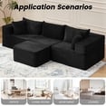 thumbnail image 6 of Vicluke 102" Cloud Couch Sectional, L Shaped Modern Sofa with Ottoman, Comfy Corduroy Fabric Modular Sectional Sofa in a Box, Boneless Couches for Living Room, No Assembly Required (Black), 6 of 8