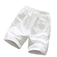 thumbnail image 6 of WREESH Men's Linen Shorts Summer Csaual Sports Elastic Waist Solid Color Drawstring Pocket Shorts White, 6 of 9