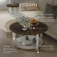 thumbnail image 2 of COZAYH Rustic Farmhouse Large Round Wood Coffee Table with Storage Shelf, Brown, 2 of 10
