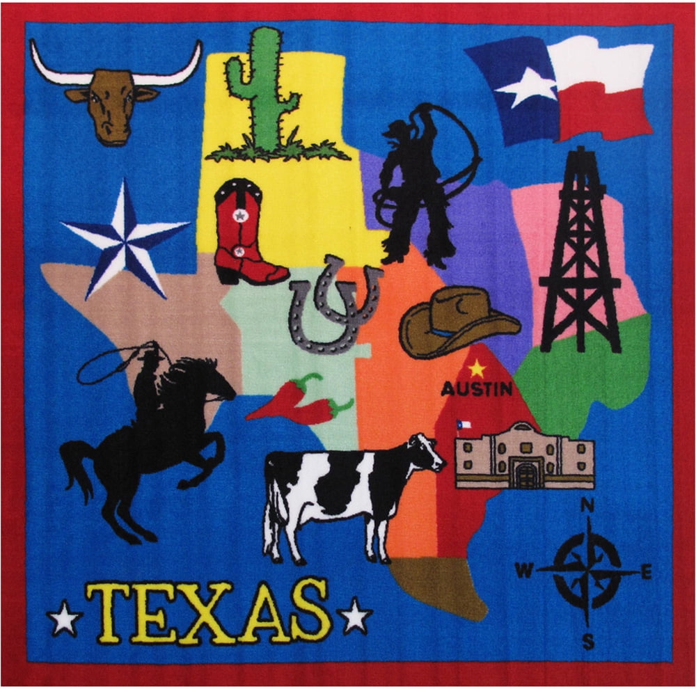 Fun Rugs Fun Time Area Rug FT168 Texas MultiColor Texas Horseshoe