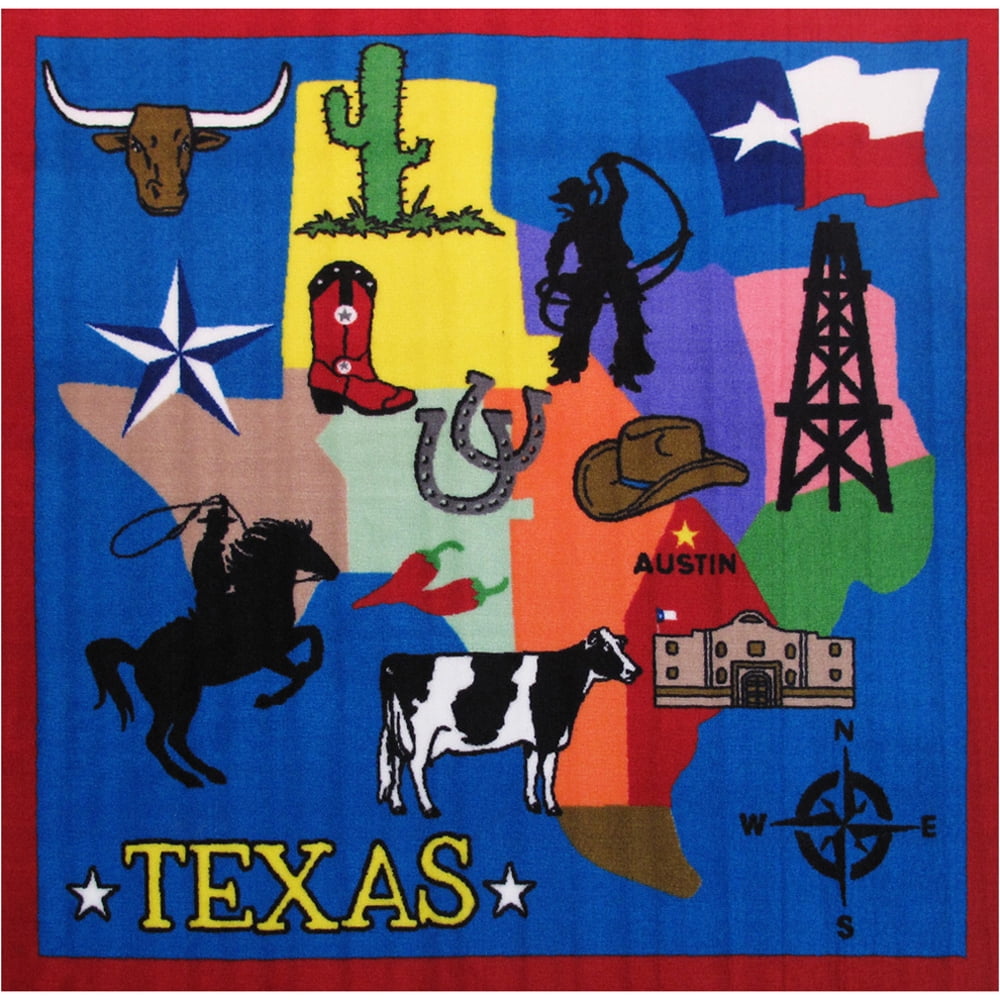 Fun Rugs Fun Time Area Rug FT168 Texas MultiColor Texas Horseshoe