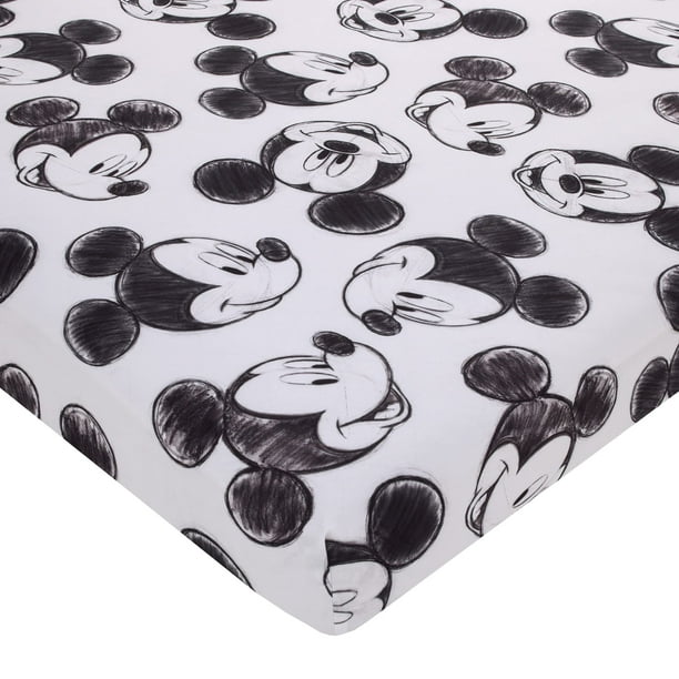 Sábana bajera ajustable para minicuna Disney Mickey Mouse, color negro antracita