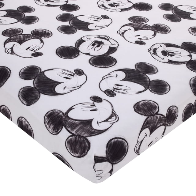 Sábana bajera ajustable para minicuna Disney Mickey Mouse, color negro antracita