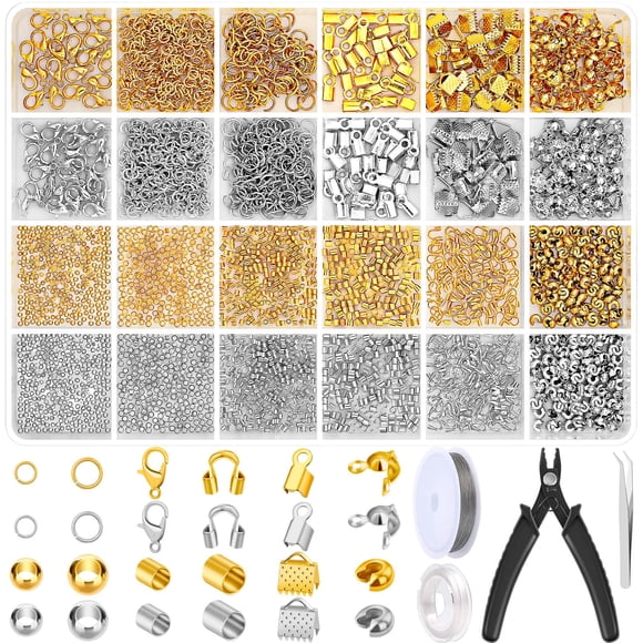 Suministros de perlas engarzadas para hacer joyas, 2384 piezas, Thrilez
