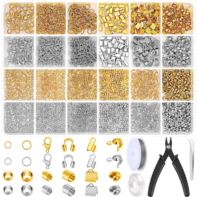 Suministros de perlas engarzadas para hacer joyas, 2384 piezas, Thrilez