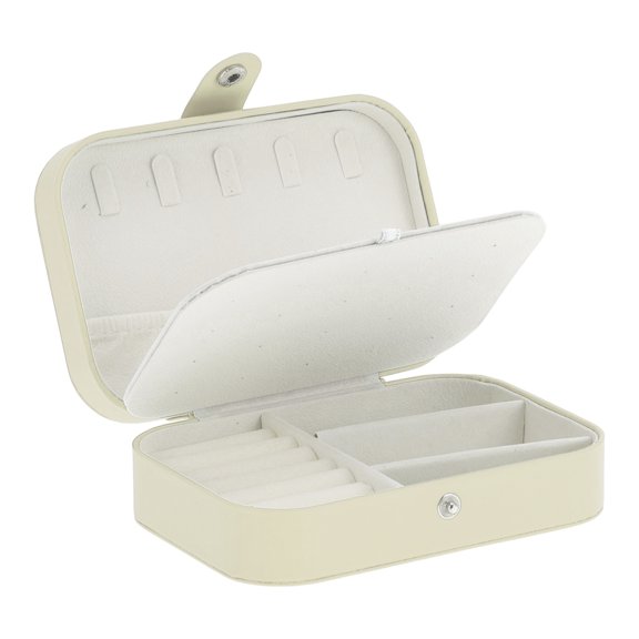 Unique Bargains Portable Jewelry Box PU Travel Organizer Beige