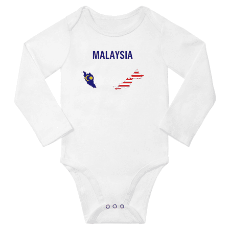 

Malaysia Flag Map Baby Long Slevve Romper (White 12-18 Months)