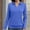 Blue, variant on JUSLIO Cotton Tops for Women Relaxed Fit Knit Blouses Solid Long sleeve V Neck Blouses Black L