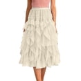 thumbnail image 4 of Womens Maxi Skirt Flowy High Waisted Tiered Layered Long Skirt Color Beige Size One Size, 4 of 4