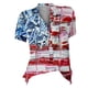 thumbnail image 2 of Gibobby Camisas mexicanas con cuello en V para mujer Camiseta manga corta con estampado flores y cuello en V encaje informal a la moda verano para mujer(Azul,G), 2 of 3