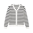 thumbnail image 6 of Posijego Women's Cropped Cardigans Striped Knit Open Front Sweaters Long Sleeve Button Front Cardigan Womens Clothes, 6 of 7