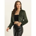 thumbnail image 2 of DARING DIVA Women's Cropped Open Front Faux Fur Short Shrug Jacket L Olive Green, 2 of 6