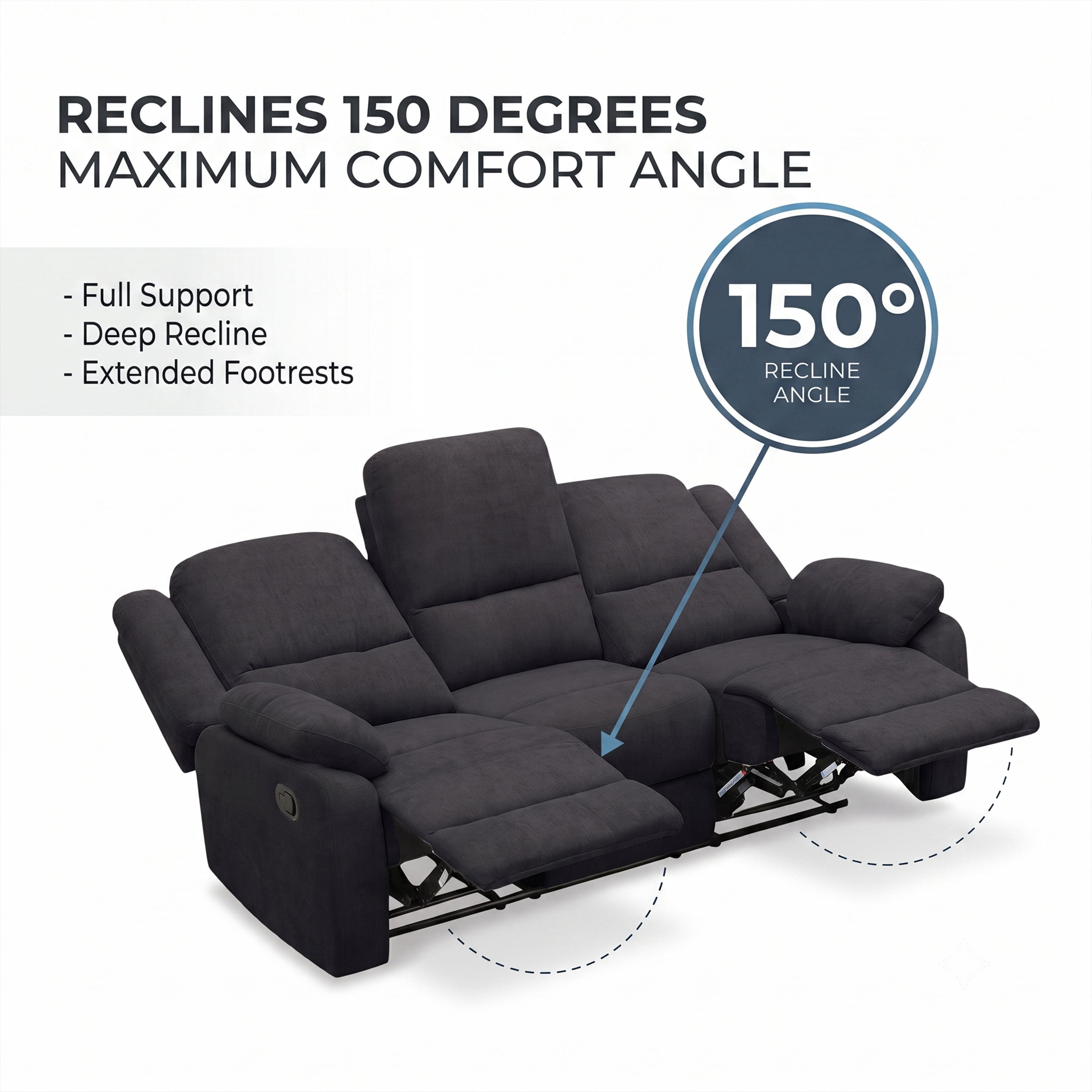 Black 2-Piece Reclining Sofa Set - 3-Seat Couch & Loveseat
