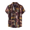thumbnail image 1 of Lars Amadeus Camisas abotonadas de mancorcon bloques de colores geométricos irregulares pahombre amarillo borgoXXL, 1 of 6