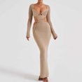 thumbnail image 1 of Vestido transparente de punto para mujer, vestido elegante y ajustado, vestido de fiesta de noche elegante, 1 of 6