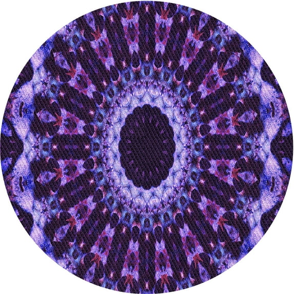 Ahgly Company Indoor Round Patterned Purple Plum Purple Area Rugs, 8' Round