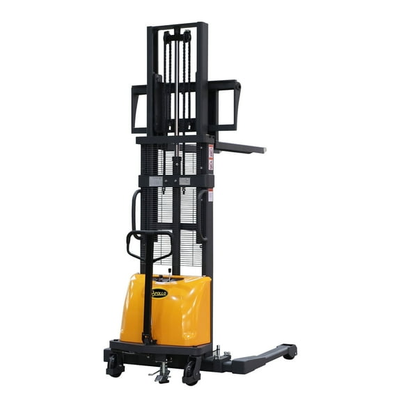 APOLLOLIFT 3300lb Semi Electric Pallet Stacker Battery Powered Straddle Stacker W/ Adjustable Fork 118" Lifting