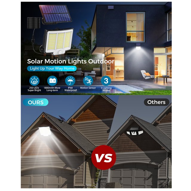 Lámpara de pared 210LED de pared de casa solar ajustable para jardín (1PC) Ndcxsfigh Para estrenar