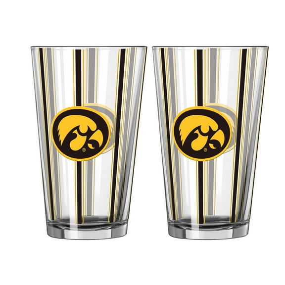 Logo Brands Iowa Hawkeyes Two-Piece 16oz. Striped Pint Glass Set