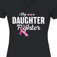 thumbnail image 4 of Inktastic Breast Cancer Awareness My Daughter is a Fighter Women's V-Neck T-Shirt, 4 of 5