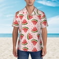thumbnail image 4 of Lsque Hand Drawn Watermelon pattern Hawaiian Shirt for Men, Unisex Summer Beach Casual Short Sleeve Button Down Shirts-Small, 4 of 9