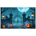 thumbnail image 1 of Halloween Theme Decorative Banner Spooky Atmosphere Jack o Lanterns Gate Design for Outdoor Decorating Holiday Party Night, 1 of 5