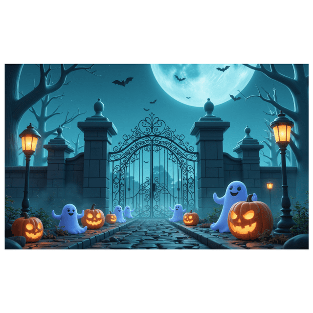 Halloween Theme Decorative Banner Spooky Atmosphere Jack o Lanterns Gate Design for Outdoor Decorating Holiday Party Night