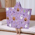 thumbnail image 5 of Purple Halloween Pattern Hooded Bath Towel，50"x30" for Ages 3 To 12 Kids, Quick Dry Lightweight Soft Microfiber Hood Beach Towel Cover Up for Kids, 5 of 7