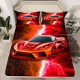 thumbnail image 2 of Erosebridal Red Sports Car Bed Sheets Set Queen Size, Lightning Print Bedding Set,, 4 Pieces, 2 of 6