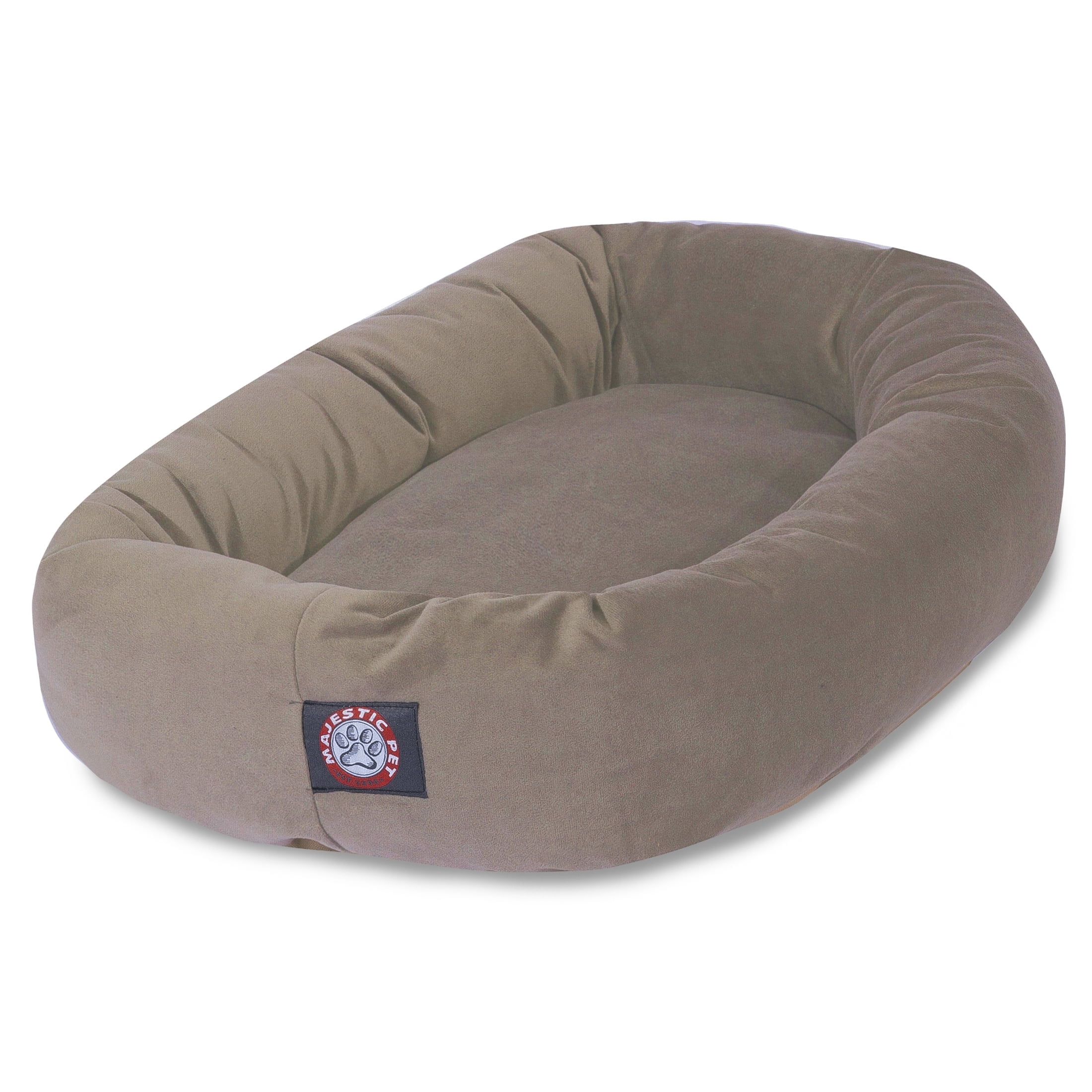 Majestic Pet Faux Suede Bagel Pet Bed for Dogs, Calming Dog Bed Washable, Medium, Chocolate