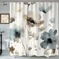 thumbnail image 3 of Boho Floral Extra Long Shower Curtain, Cream Tan Beige Blue Grey White Watercolor Flower Fabric Shower Curtains Set for Bathroom Decoration with Hooks 72 X 84 inch Cute Farmhouse Bath Decor, 3 of 6