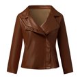 thumbnail image 3 of KIHOUT Jackets for Women Women Plus Size Jacket Coat Lady Faux Leather Jacket Lady Long Sleeve Short Coat, 3 of 9