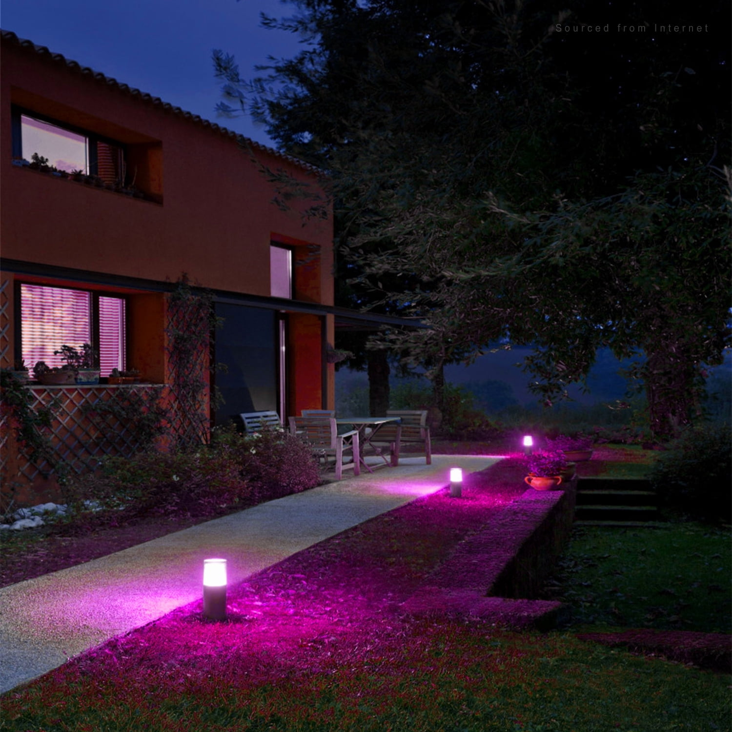 8 Pack LED Bollard Pathway Lights, Low Voltage Landscape Lighting, Garden Lights for Yard, Patio, Lawn, RGBW Color Changing