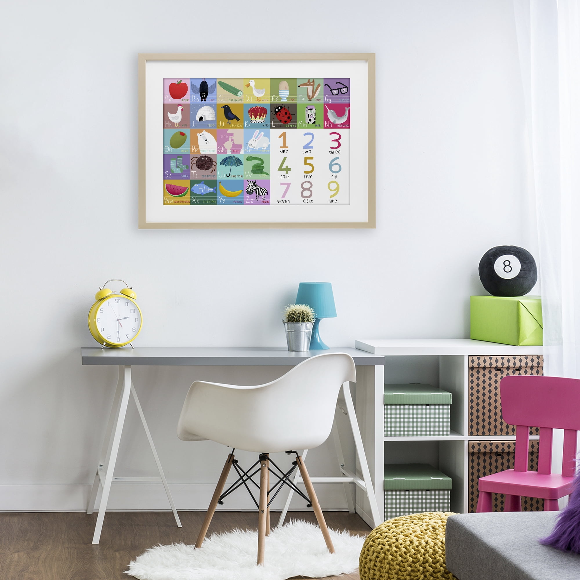 Stupell Industries Alphabet & Numbers First Words Birch Framed Print Under Glass, design by Carla Daly