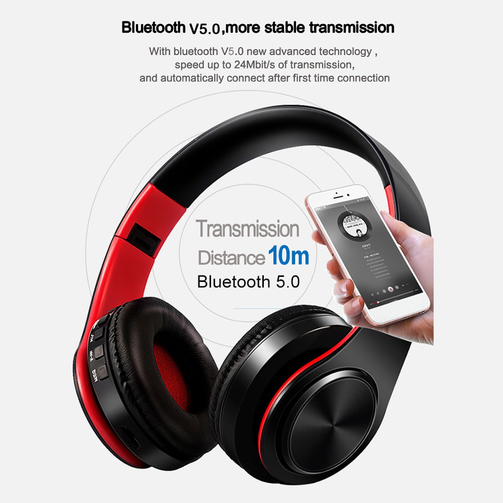 Bluetooth Headphone Over-Ear Stereo Sports Earphone Headset Support FM Radio 